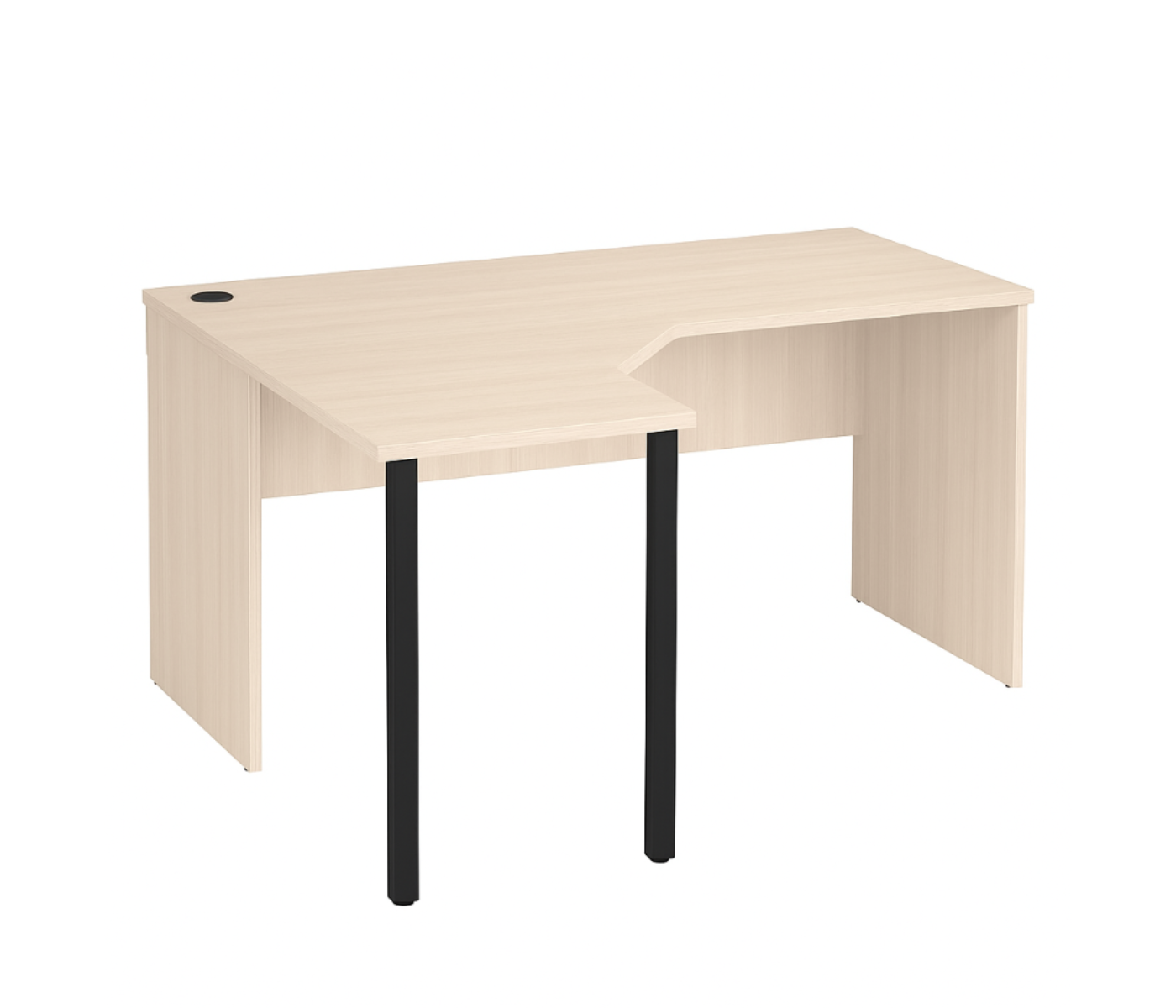 Письмовий стіл кутовий лівосторонній, з металевими ніжками-опорами, ЛЕЛЕКА, 1500х1200х750 мм.